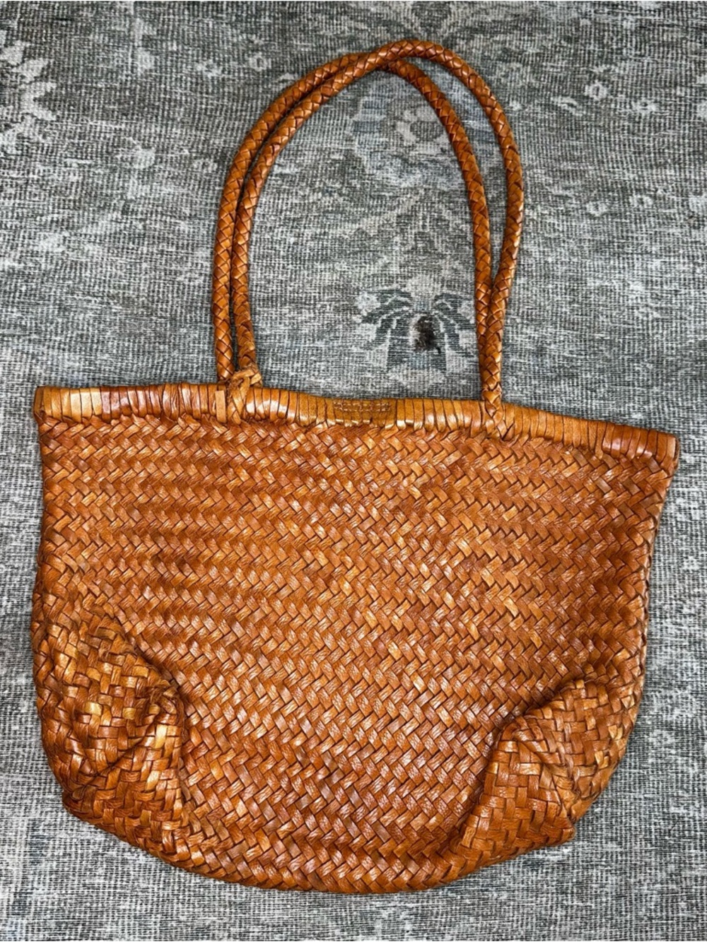 Vilenca Holland Handwoven Leather Handbag Cognac Braided Straps